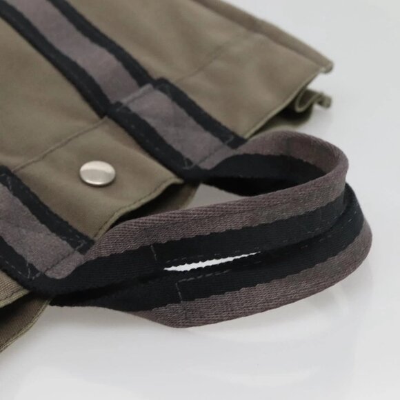 HERMES Fourre Tout PM Hand Bag Canvas Gray Navy Auth 136396 - Picture 8 of 16